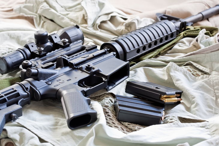 AR-15 rifle and magazines with ammo