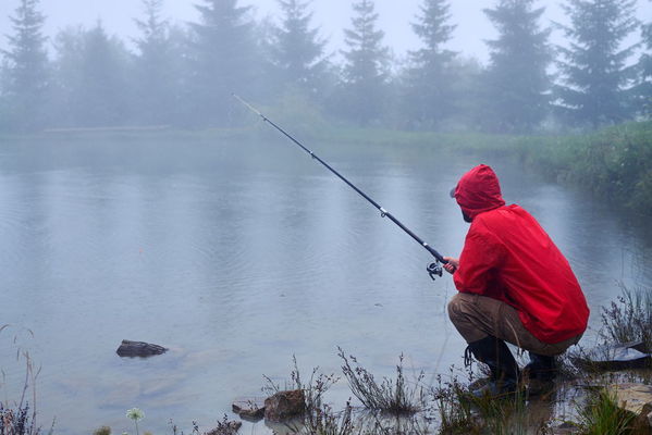 saltwater fishing in the rain